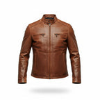 Thompson Leather Biker Jacket Brown