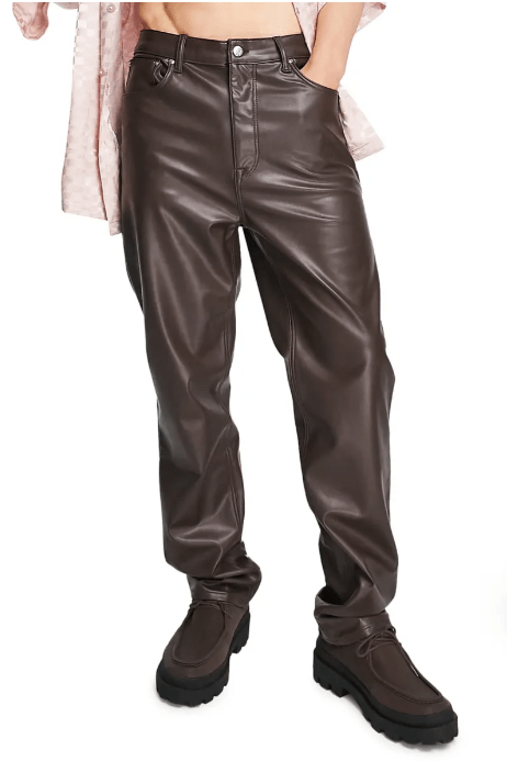 Men's Dark Brown Leather Pants