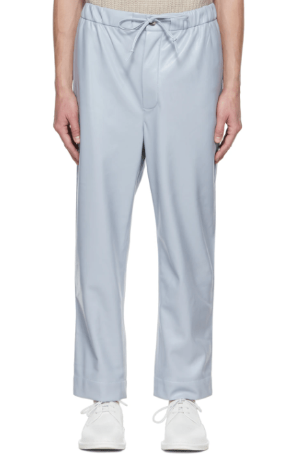 Men's Leather Pant In Stone Blue