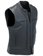 Men's Leather Vest In Black