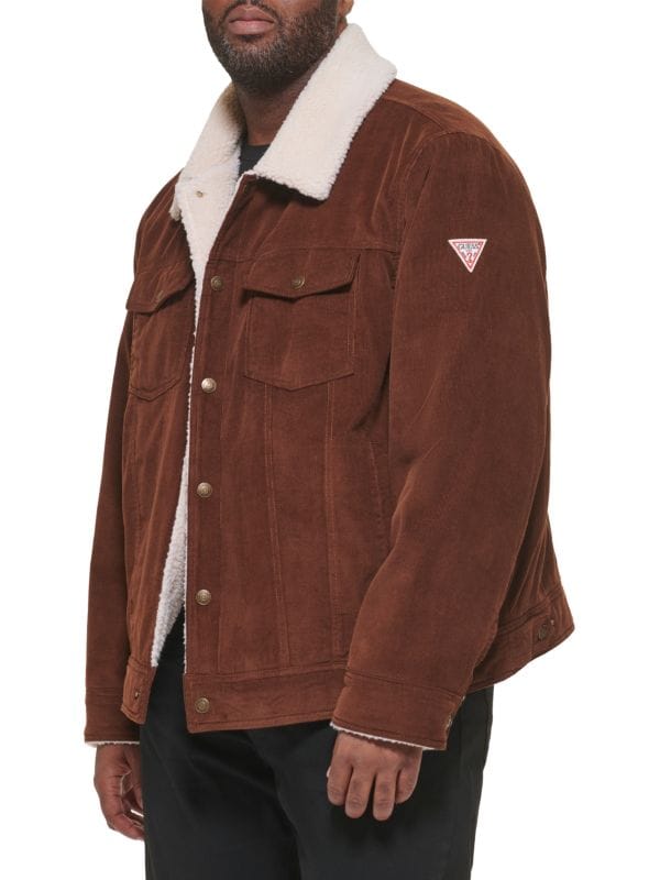 Men's Sheepskin Trucker Leather Jacket in Brown