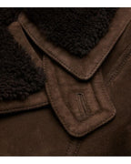 Men's Suede Leather Sheepskin Blazer in Brown
