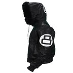 Unisex Black Varsity Style Leather Bomber 8 Ball Jacket