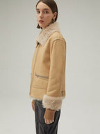 Women's Tan Brown Shearling Leather Jacket
