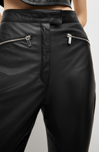 Women's Black Leather Biker Pants with Slim Fit