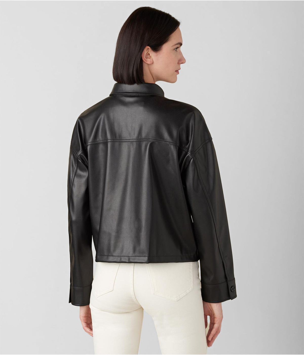 Women's Black Leather Trucker Jacket