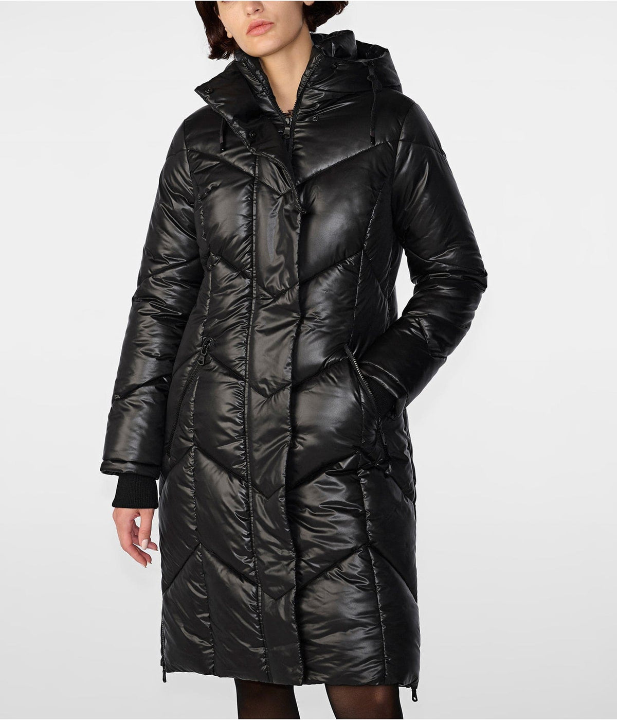 Women's Black Quilted Puffer Trench Coat