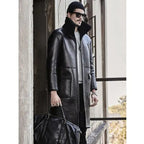 Men's Black Double-Sided Shearling Leather Coat