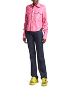 Women's Pink Full Sleeve Leather Shirt with Tailored Fit
