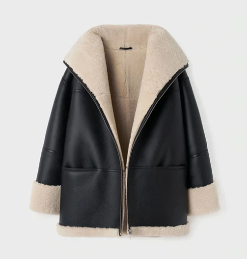 Women's Black Sheepskin Bomber Leather Jacket