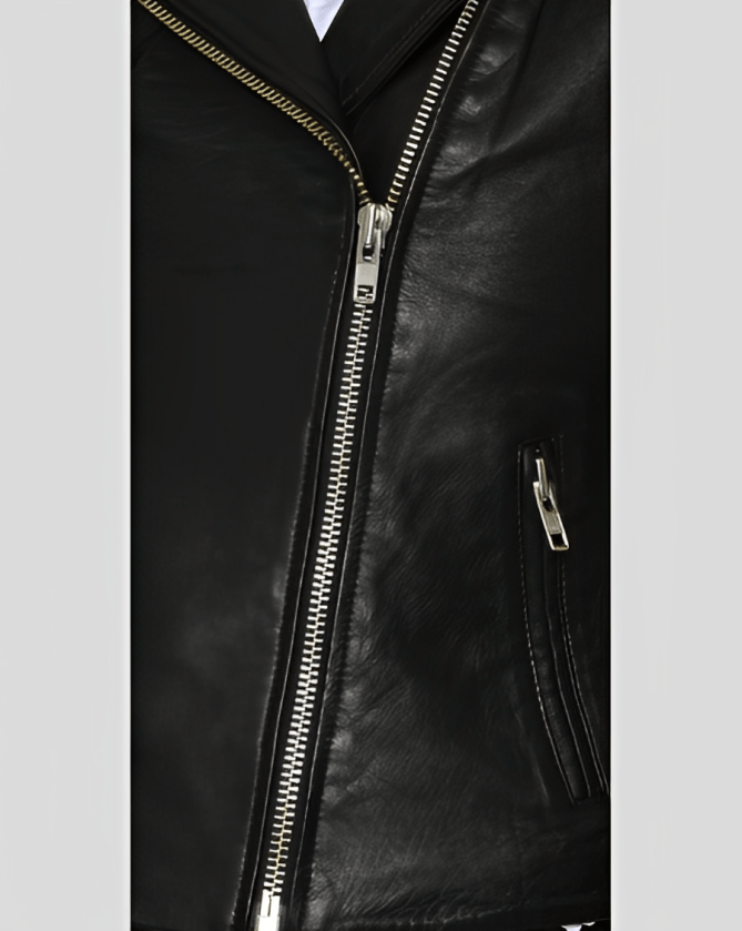 Women's Studded Black Leather Biker Jacket