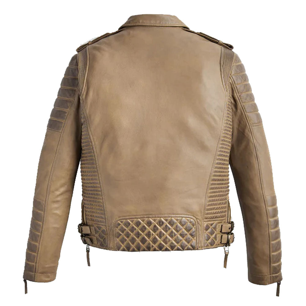 Desert Brown Waxed Biker Leather Motorbike Jacket