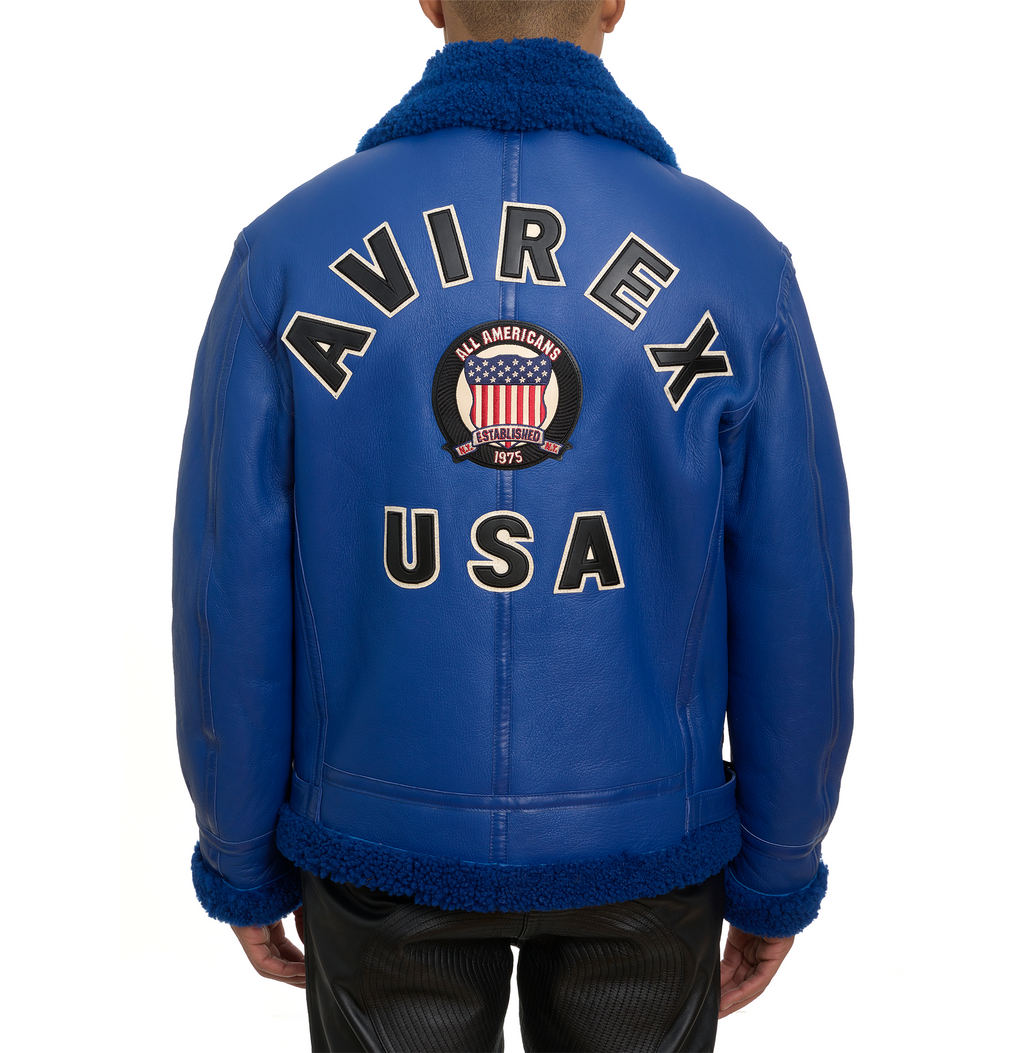 Original Winter Avirex B3 Shearling Blue Leather Jackets