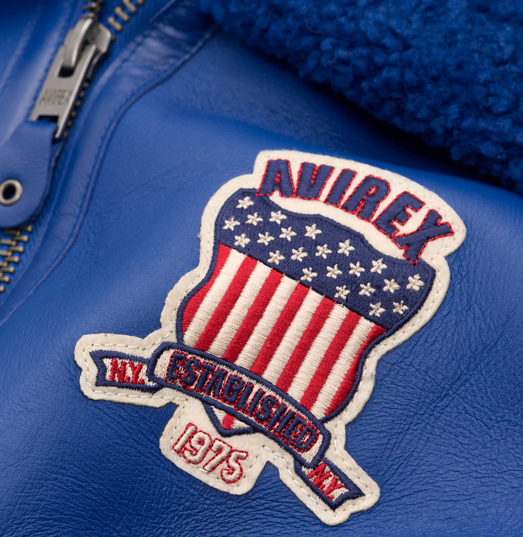 Original Winter Avirex B3 Shearling Blue Leather Jackets