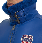 Original Winter Avirex B3 Shearling Blue Leather Jackets