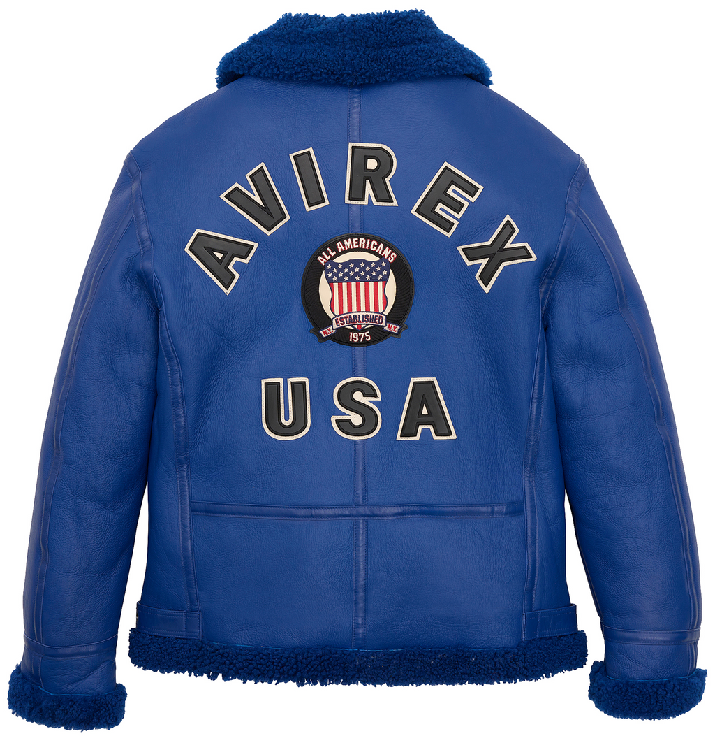 Original Winter Avirex B3 Shearling Blue Leather Jackets