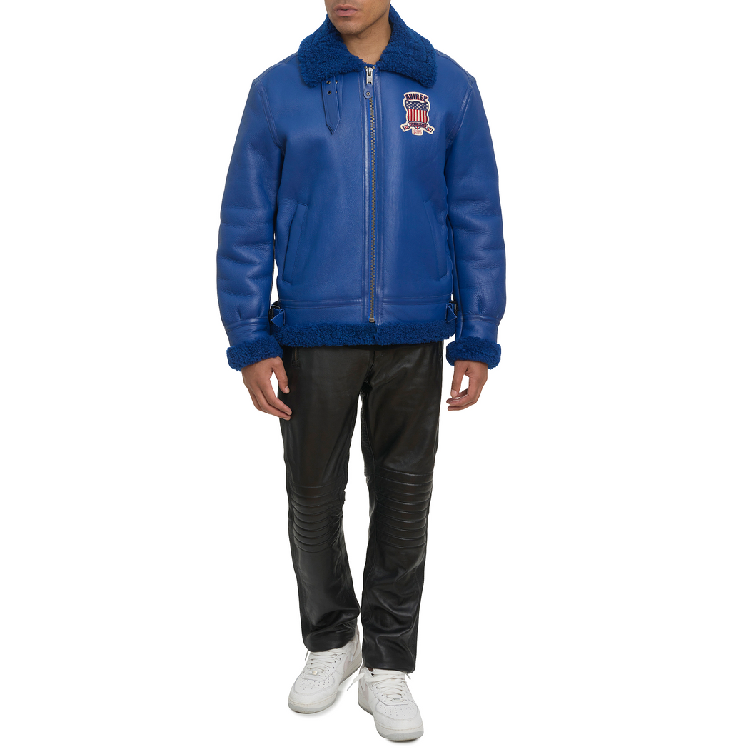 Original Winter Avirex B3 Shearling Blue Leather Jackets