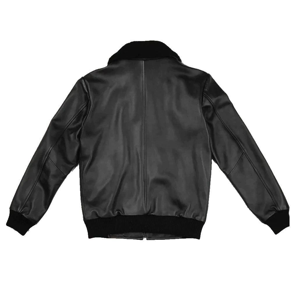 Mens Black G-1 Flight Leather Bomber Jacket