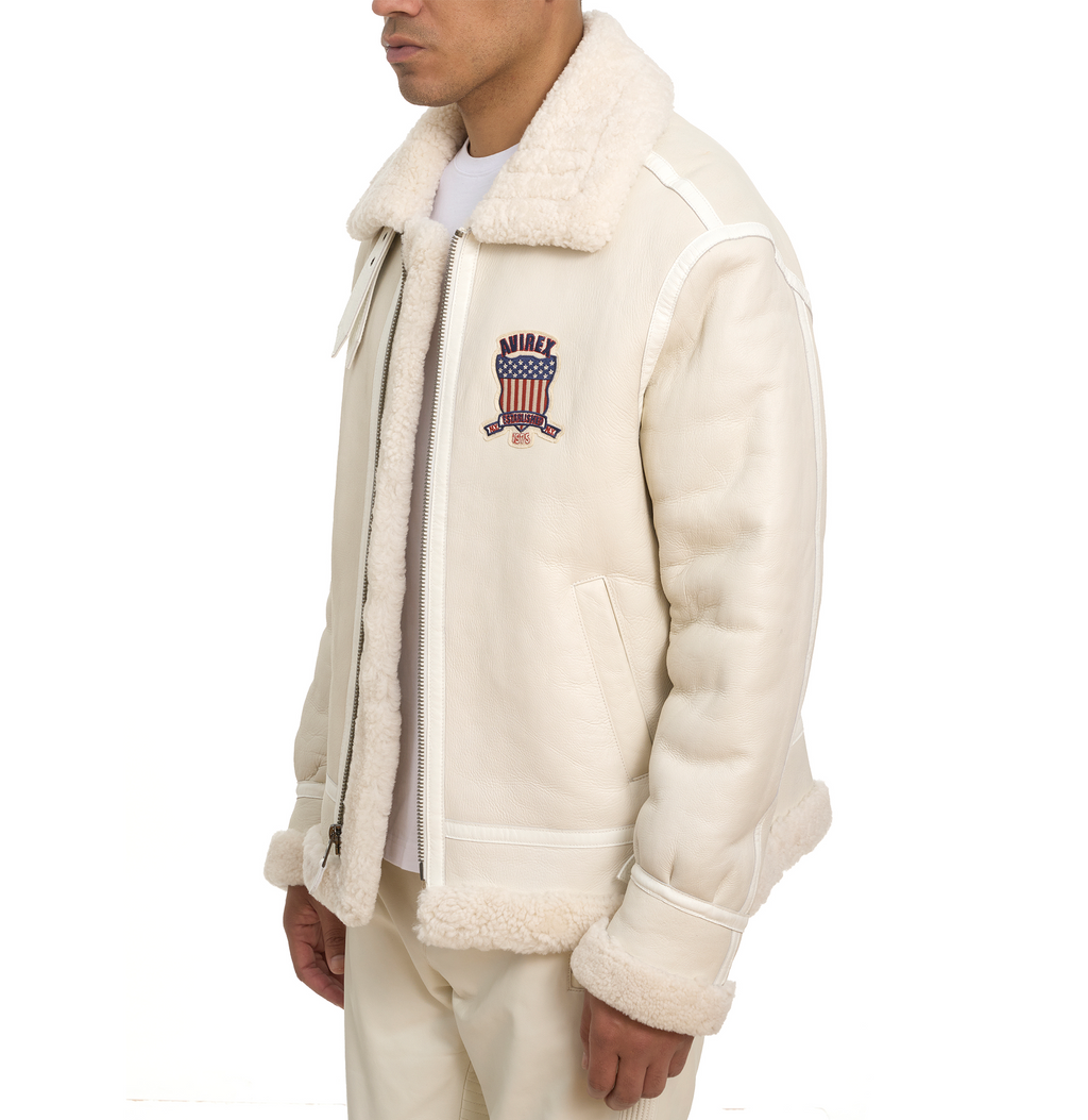Avirex B3 Bomber Shearling Snow White Jackets Mens