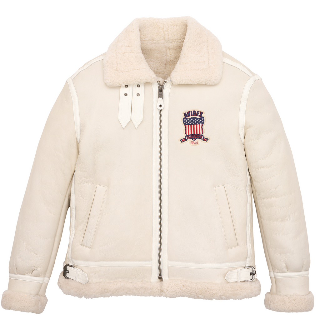 Avirex B3 Bomber Shearling Snow White Jackets Mens