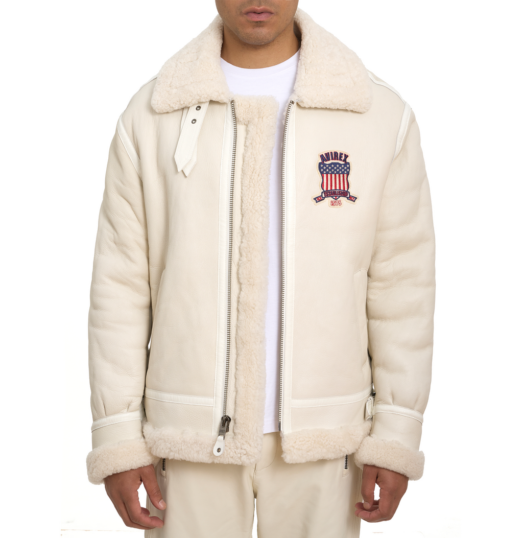 Avirex B3 Bomber Shearling Snow White Jackets Mens
