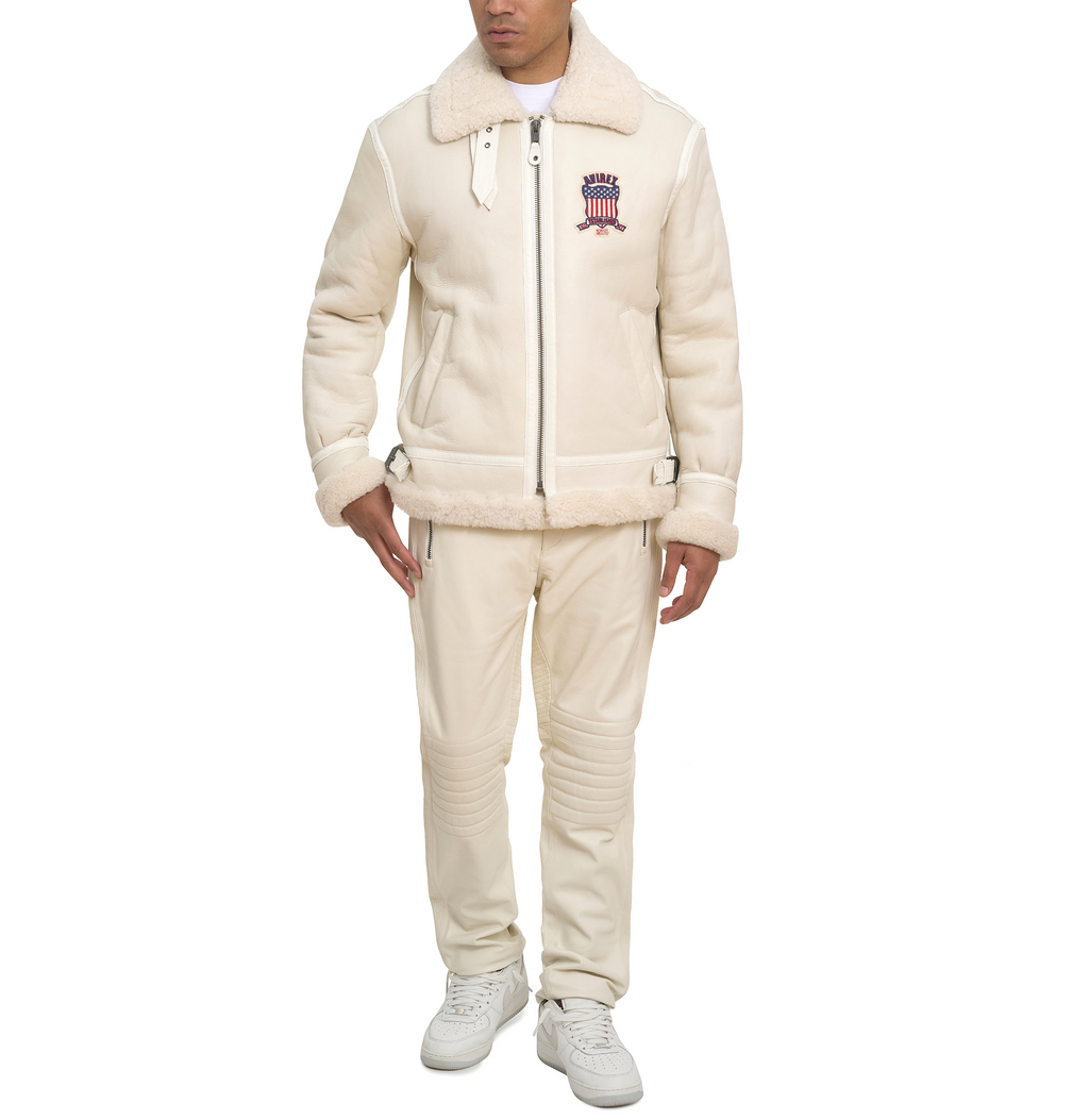 Avirex B3 Bomber Shearling Snow White Jackets Mens
