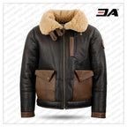 Chocolate Sheepskin Leather Bomber Jacket