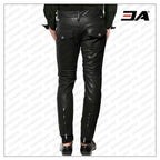 Cross Zip Closing Leather Pant