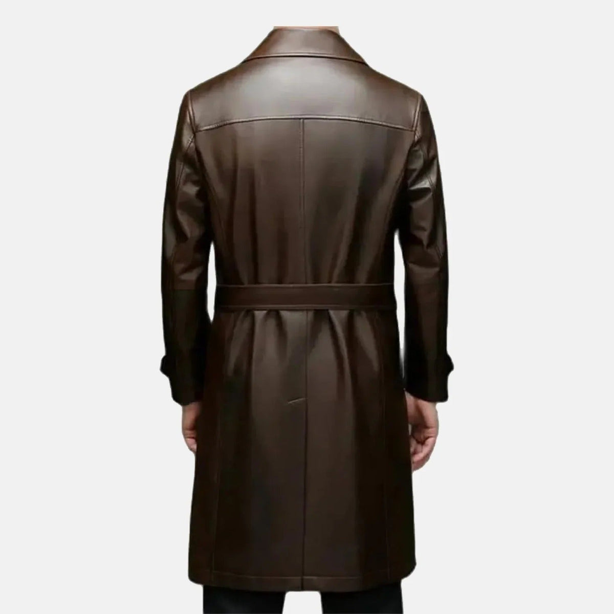 Cade Men's Brown Sheepskin Leather Duster Coat Ultimate Comfort & Timeless Elegance