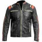 Men's Vintage Distressed Cafe Racer Leather Jacket
