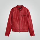 Cafe Racer Motorbike Style Red Leather Jacket