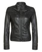 Callie Black Womens Cafe Racer Leather Jacket
