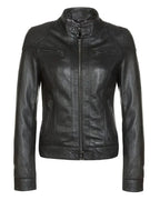Callie Black Womens Cafe Racer Leather Jacket