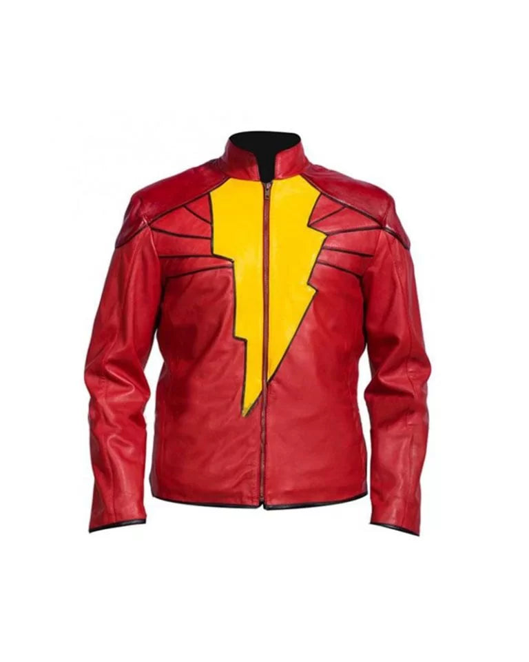 Shazam Billy Captain Marvel Red Leather Jackets