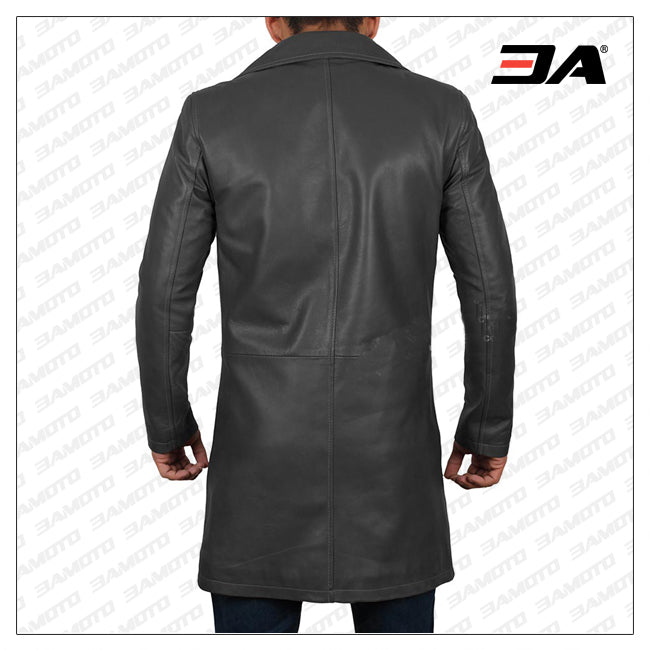 Jackson Mens Black Leather Car Coat - 100% Real Leather