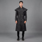 Men's Black Long Leather Duster Coat - Leather Outlet