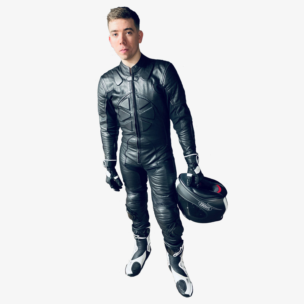 Chaos Black Leather Motorcycle Suit - 1-Piece