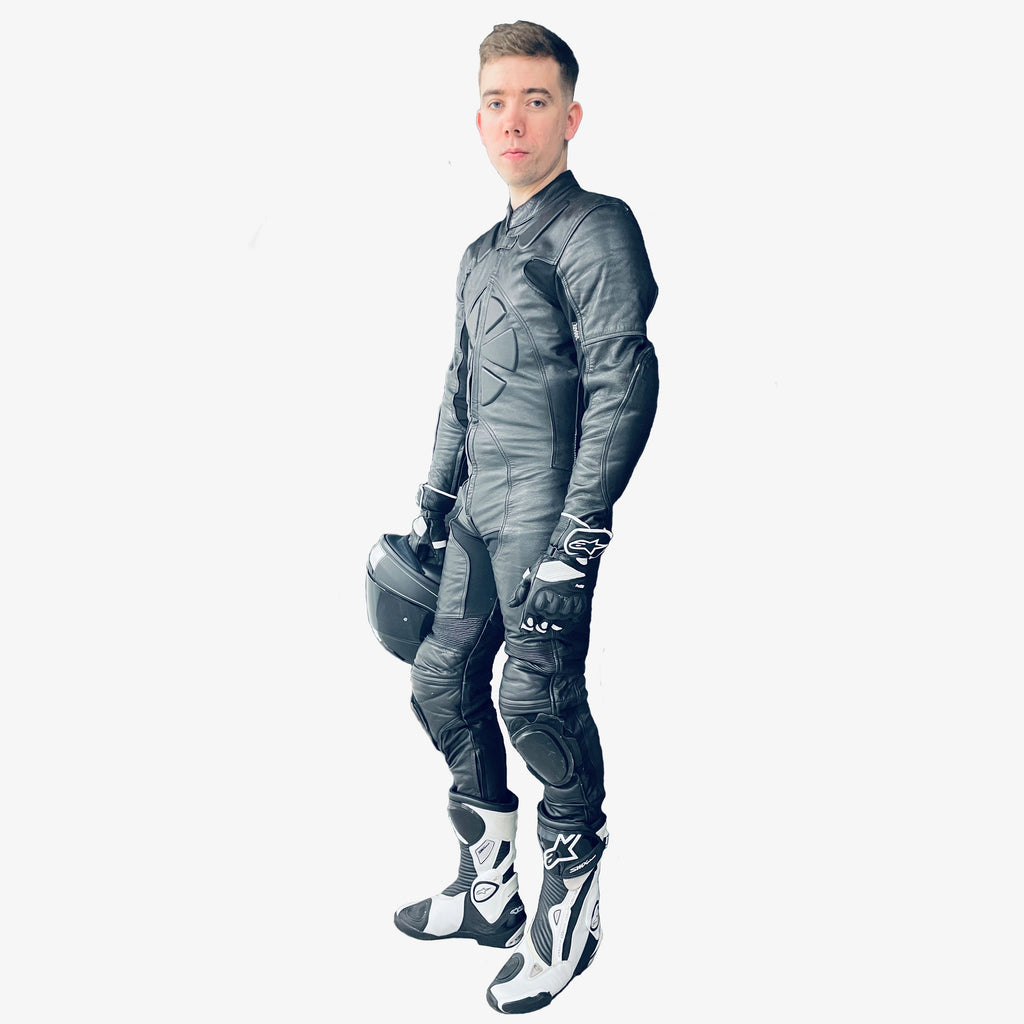 Chaos Black Leather Motorcycle Suit - 1-Piece