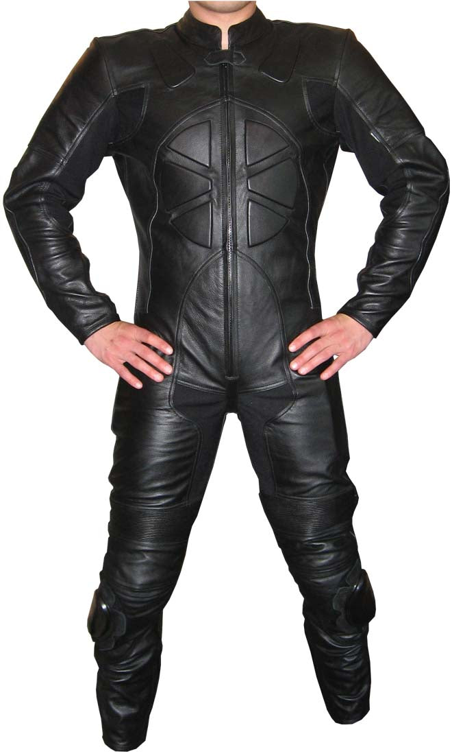 Chaos Black Leather Motorcycle Suit - 1-Piece