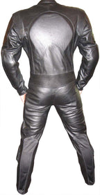 Chaos Black Leather Motorcycle Suit - 1-Piece