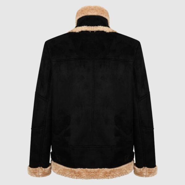 Charcoal Fashion Women’s Black Shearling Aviator Biker Jacket