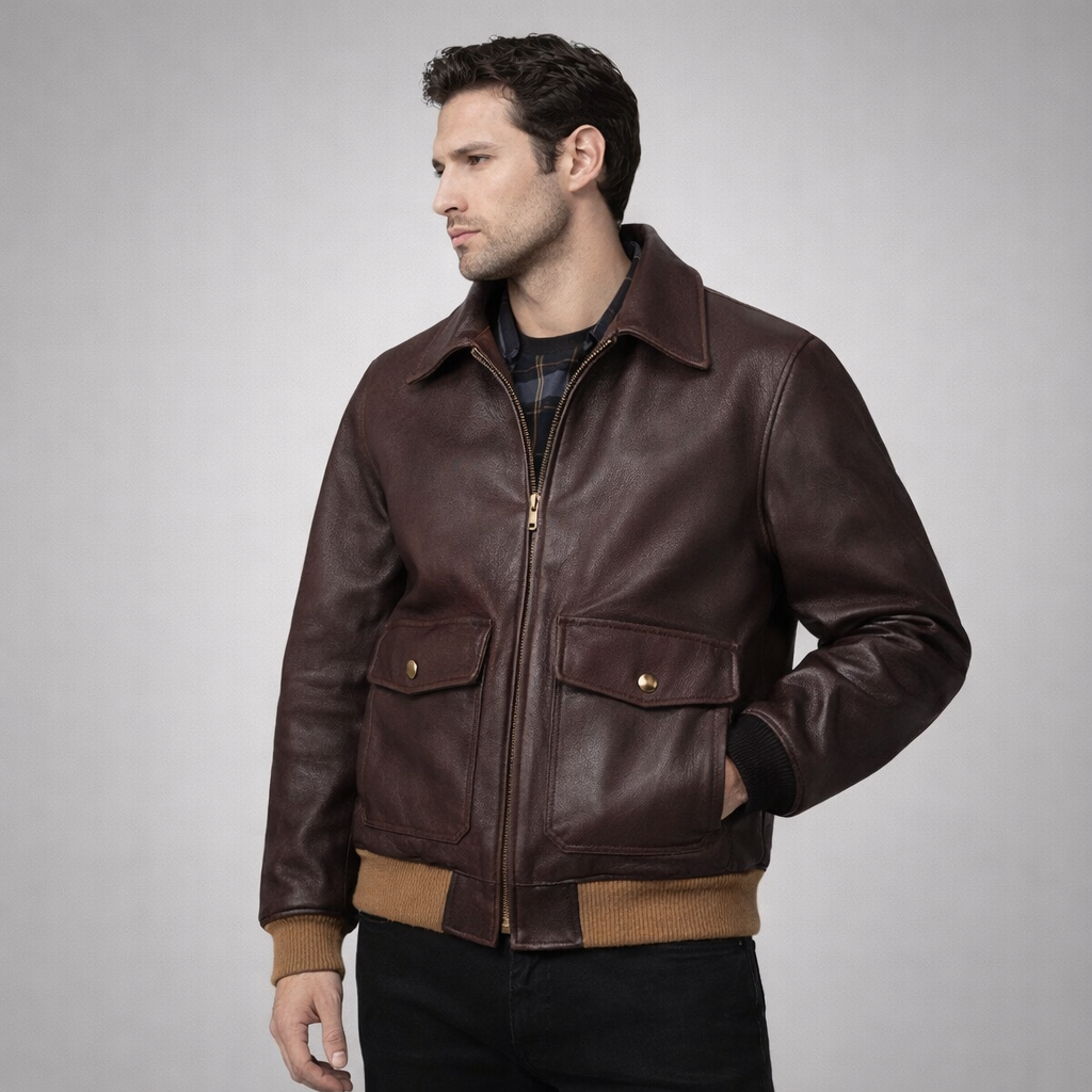 Men's Brown A2 Flight Leather Jacket