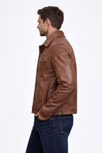 Men's Classic Trucker Leather Jacket