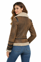 Women's Sheepskin Aviator Shearling Jacket - Leather Outlet