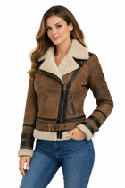 Women's Sheepskin Aviator Shearling Jacket - Leather Outlet