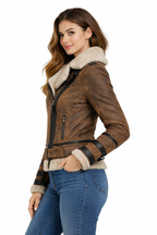 Women's Sheepskin Aviator Shearling Jacket - Leather Outlet