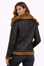 Women’s Tressano Black Real Shearling Aviator Jacket