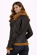 Women’s Tressano Black Real Shearling Aviator Jacket