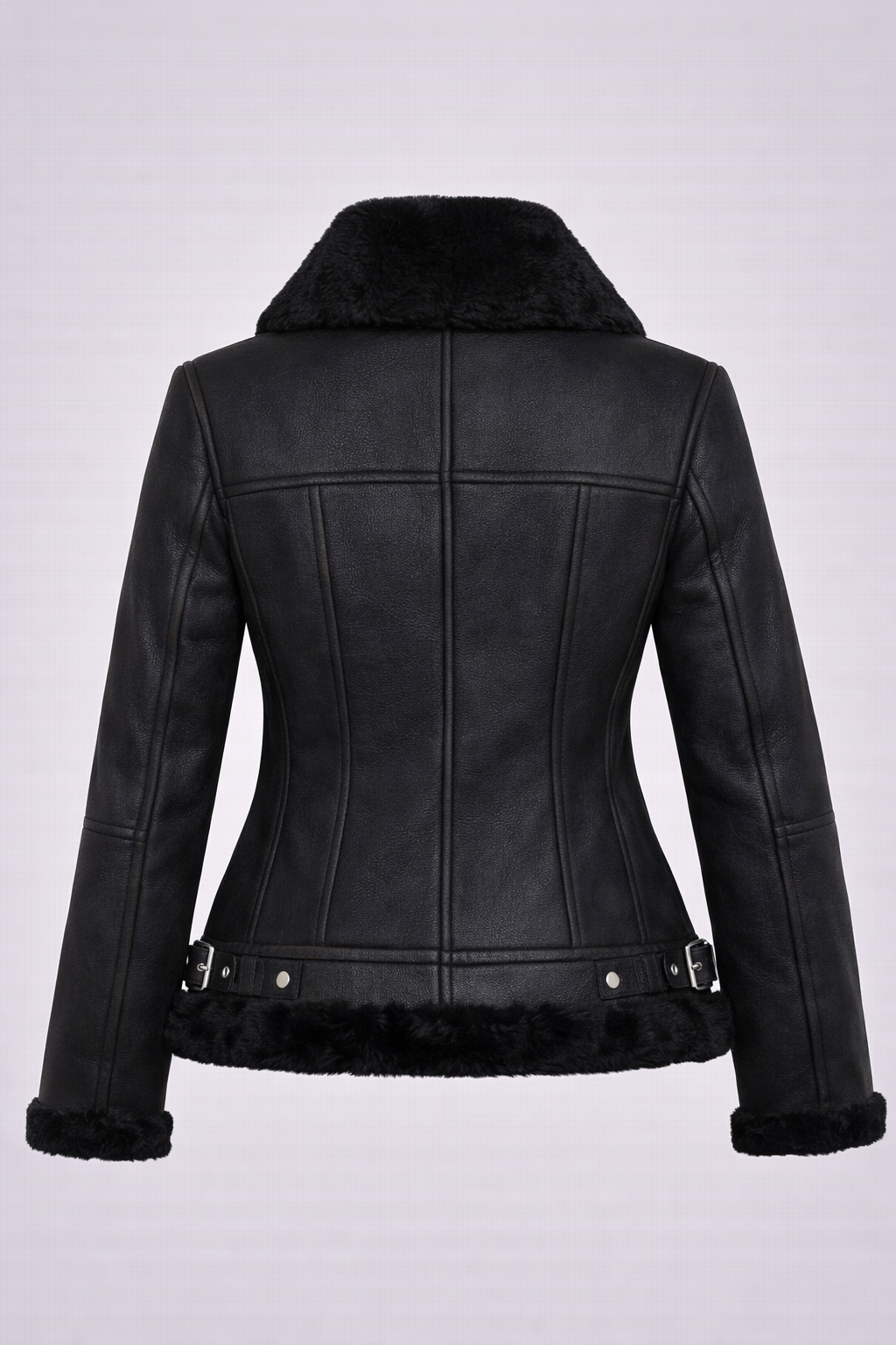 Women’s Moya V Black Shearling Aviator Moto Jacket
