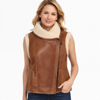 Women’s Brown Isabel Marant Alime Shearling Leather Vest